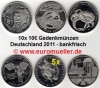 10x 10 Euro Gedenkm�nzen Deutschland 2011 bankfrisch - komplett