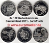 6x 10 Euro Gedenkm�nzen Deutschland 2011 bankfrisch - komplett